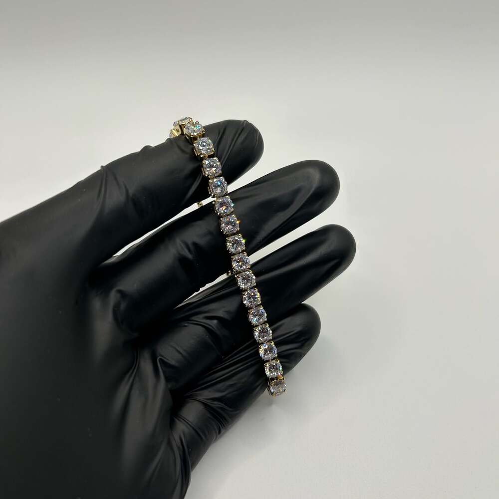 5mm VVS1 D Moissanite Tennis Bracelet Men Gold Waterproof Adjustable No Pass